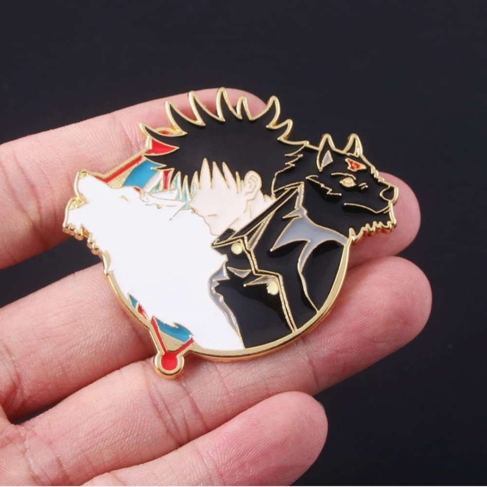Anime Character Enamel Pin - Black, White, Gold Accent Jiu-Jitsu Kaizen